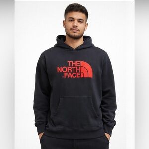 The North Face Men's Hoodie in Black with Red Logo
